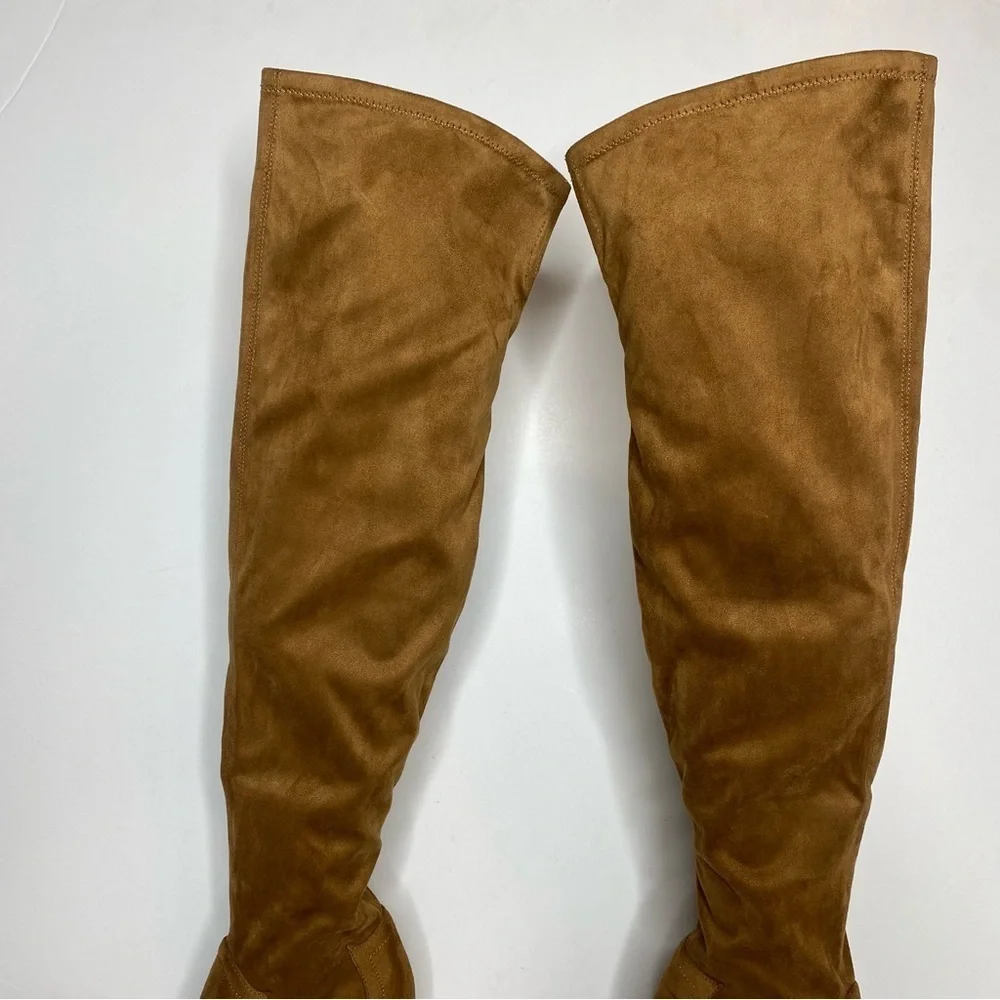 New! Marc Fisher Gwyneth Brown Faux Suede Heeled Over The Knee Boot 9M